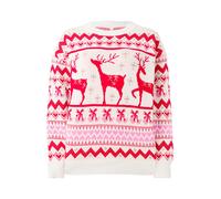 ONLY Pull-over 'XMAS' crème / rose / rouge foncé, Taille XS