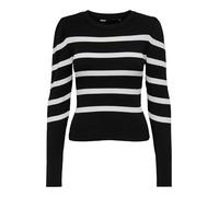 Only Pull pour Femme Onslally L/S Puff KNT Noos Noir/Rayures : W. Cloud Dancer, L