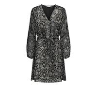 ONLY Robe Chemise Mini Manches Longues en Mesh imprimé avec col en V boutonné ONLCERA, Couleurs:Marron-2, Taille:M