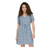 ONLY Robe Courte décontractée pour Femmes Motif Estival Robe Chemisier à Manches Courtes, Couleurs:Bleu-2, Taille:XS