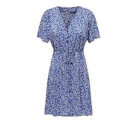 ONLY Robe Courte décontractée pour Femmes Motif Estival Robe Chemisier à Manches Courtes, Couleurs:Bleu, Taille:M