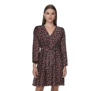 Only Robe de Tous Les Jours pour Femme avec col en V et Ceinture à la Taille, Noir, M
