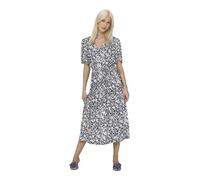ONLY Robe décontractée Midi à Manches Courtes pour Femmes avec col en V et Lacets, idéal pour l'été., Couleurs:Bleu-foncé, Taille:L