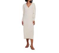 ONLY Robe en Tricot à Manches Longues pour Femmes, Coupe Oversize, mi-Longue, Pull à col en V - Nouvelle Tessa, Couleurs:Beige, Taille:XL