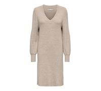ONLY Robe en Tricot midi col en V Manches Ballon élégant pour Femme, Couleurs:Beige, Taille:S