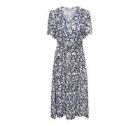 ONLY Robe décontractée Midi à Manches Courtes pour Femmes avec col en V et Lacets, idéal pour l'été., Couleurs:Bleu-foncé, Taille:M