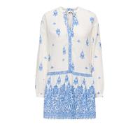 ONLY Robe 'ONLALMA L/S SHORT DRESS WVN NOO' bleu / blanc cassé, Taille 46