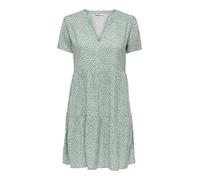 ONLY Onlzally Life S/S Thea Noos - Robe Femme Robe Courte Vert/Blanc S 100% Viscose