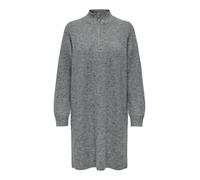 ONLY Robe en Tricot pour Femmes col Montant Manches Ballon Coupe Ample Fermeture éclair, Couleurs:Gris-foncé, Taille:XL