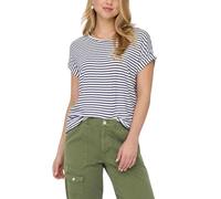 ONLY Seulement Damen Gestreiftes T-Shirt mit Rundhalsausschnitt Kurzarm, Couleurs:Bleu-Marine, Taille:L