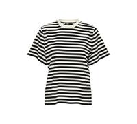 ONLY T-shirt rayé femme en coton col rond Blanc Taille M