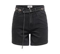 ONLY Onlvega Hw Western Belt DNM Short Bj, Noir délavé, L Femme