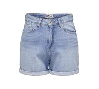 ONLY Shorts en Jean pour Femme, Bermudas Taille Haute pour Un été Confortable, Couleurs:Bleu-Clair, Taille:XS
