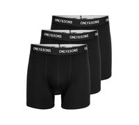 Only & Sons Homme Onsfitz Lot De 3 Coffres Noir Uni Caleçon Boxeur, Noir/Détail : Taille Blanche, Logo Noir, XL EU