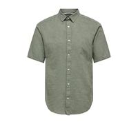 ONLY & SONS Chemise à Manches Courtes en Lin pour Homme, Swamp, XS