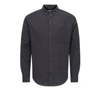 Only & Sons Chemise Homme à Manches Longues Affaires décontractée Twill Basique Unie Coton ONSGUDMUND, Couleurs:Noir-2, Taille:XXL