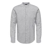 ONLY&SONS Chemise en lin pour hommes, légère et ajustée à rayures, manches longu