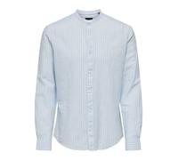 ONLY&SONS Chemise en lin pour hommes, légère et ajustée à rayures, manches longu