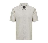 Only & Sons Chemise Homme à Manches Courtes et boutonnée, Couleurs:Beige, Taille:L