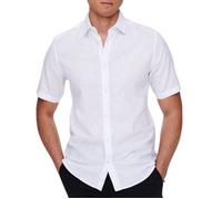 Only & Sons Chemise homme slim en lin-coton blanche, manches courtes, col classique M