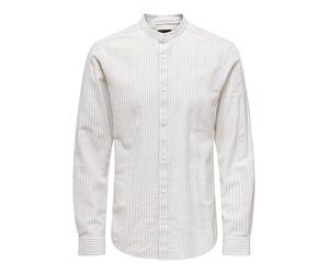 Only & Sons Chemise légère en Lin à Manches Longues pour Homme à Coupe Slim - Haut rayé de Base