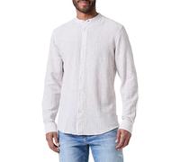 Only & Sons Chemise légère en Lin à Manches Longues pour Homme à Coupe Slim - Haut rayé de Base, Couleurs:Beige, Taille:XL