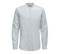Chemise en Lin légère pour Hommes O&S à Manches Longues, Coupe Slim, Haut de Base Monochrome ONSCAIDEN, Couleurs:Bleu-3, Taille:L
