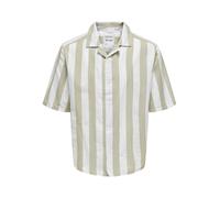 Chemise hommes Only & Sons ONSTES RLX CTN SLUB STRIPE Blanc EU M