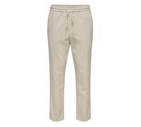 ONLY & SONS Chino slim en lin beige - Ceinture élastiquée, cordon, 3 poches - Homme M