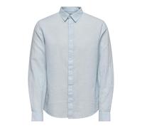 ONLY & SONS Homme Onscaiden Ls Solid Linen T-Shirt Noos Chemise À Manches Courtes, Bleu Ciel, L EU