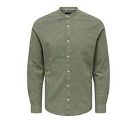 Only & Sons Homme Onscaiden Uni Mao Noos Chemise en Lin, Swamp, XL EU