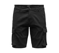 Only & Sons Shorts cargo homme Pantalon décontracté d'été Braguette mi‑cuisse Noir M