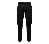 Only & Sons Homme Onscam Stage Cuff Life 6687 Noos Pantalon Cargo, Noir, 32W / 36L EU