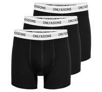 Only & Sons Homme Onsfitz Lot De 3 Coffres Noir Uni Caleçon Boxeur, Noir/Détail : Taille Blanche, Logo Noir, XL EU