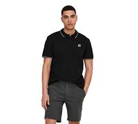 ONLY & SONS Homme Onsfletcher Slim Noos Polo, Noir/Détails : Bande Contrastée Blanche Brillante, XL EU