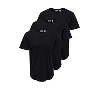 ONLY & SONS Homme Onsmatt Life Longy Tee 3-Pack T-Shirt, Noir - Lot De 3, L EU