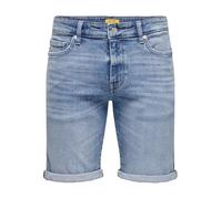 Only & Sons Short en jean Hommes Cinq poches Bouton Ourlet replié Bleu-3 Taille S