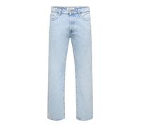 ONLY&SONS Hommes Jeans Coupe Droite Pantalon en Denim Taille Moyenne Boutonnage, Couleurs:Bleu-Clair, Taille de Pantalon:32W / 30L, Longueur de Jambe:L30