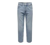 ONLY&SONS Hommes Jeans Coupe Droite Pantalon en Denim Taille Moyenne Boutonnage, Couleurs:Bleu-Clair, Taille de Pantalon:34W / 32L, Longueur de Jambe:L32