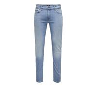 Only & Sons Jean Stretch Slim fit pour Homme avec Design délavé ONSLOOM, Couleurs:Bleu-Clair, Taille de Pantalon:30W / 32L, Longueur de Jambe:L32