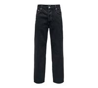 Only & Sons Jeans Homme Coupe Large avec Boutonnage Jeans Denim Noir, Couleurs:Noir, Taille de Pantalon:28W / 30L, Longueur de Jambe:L30