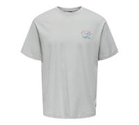 Only & Sons T-Shirt 'Keane' bleu clair / jaune pastel / gris clair / orange, Taille M