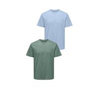 ONLY & SONS Lot de 2 T-shirts pour hommes Col rond Manches courtes Confortable H