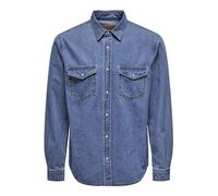 ONLY & SONS ONSBANE 3247 DNM Shirt Noos Chemise Casual, Medium Blue Denim, L Homme