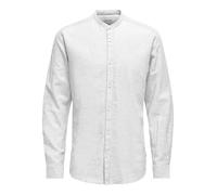 ONLY & SONS ONSCAIDEN LS Solid Linen Mao Shirt Noos Chemise, Blanc, M Homme