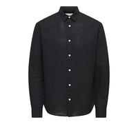ONLY & SONS Onscaiden Ls Solid Linen Shirt Noos Chemise, Noir, L Homme