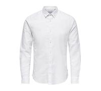 ONLY & SONS Onscaiden Ls Solid Linen Slim FIT Shirt Chemise Business, Blanc White, Large Homme