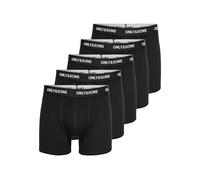 ONLY & SONS Onsfitz Lot de 5 coffres Solides Noos Caleçon Boxeur, Noir/détails : Taille Noire-Logo Blanc, XL Homme