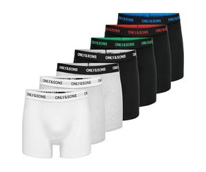 ONLY & SONS ONSFITZ Solid Trunk 7-Pack Noos Caleçon Boxeur, Black/Detail:4 Black 1 White 2 MGM, XS Homme