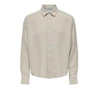 ONLY & SONS Onslatham Ls Casual Linen Struc Shirt Chemise en Lin, Doublure argentée, XL Hommes